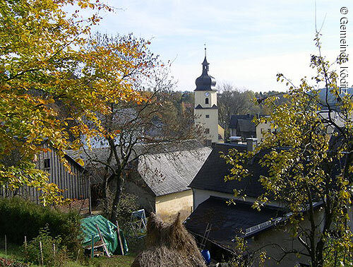 Blick auf Johanniskirche in Joditz (Köditz-Joditz, Frankenwald)