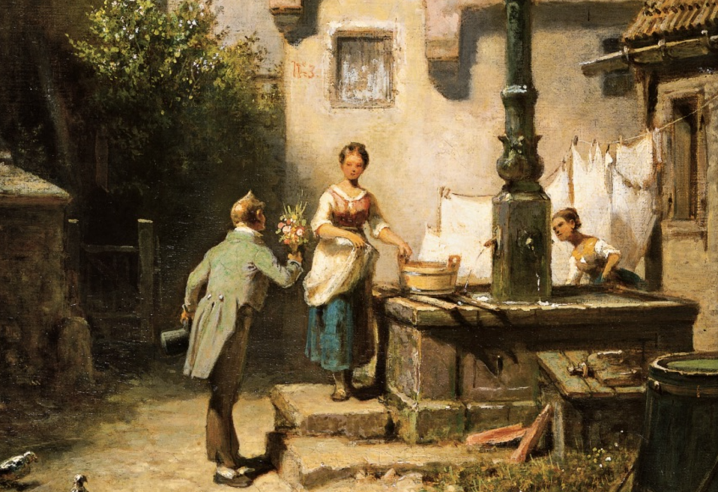 Auszug des Gemäldes „Der ewige Hochzeiter“ von Carl Spitzweg im Museum Georg Schäfer Schweinfurt