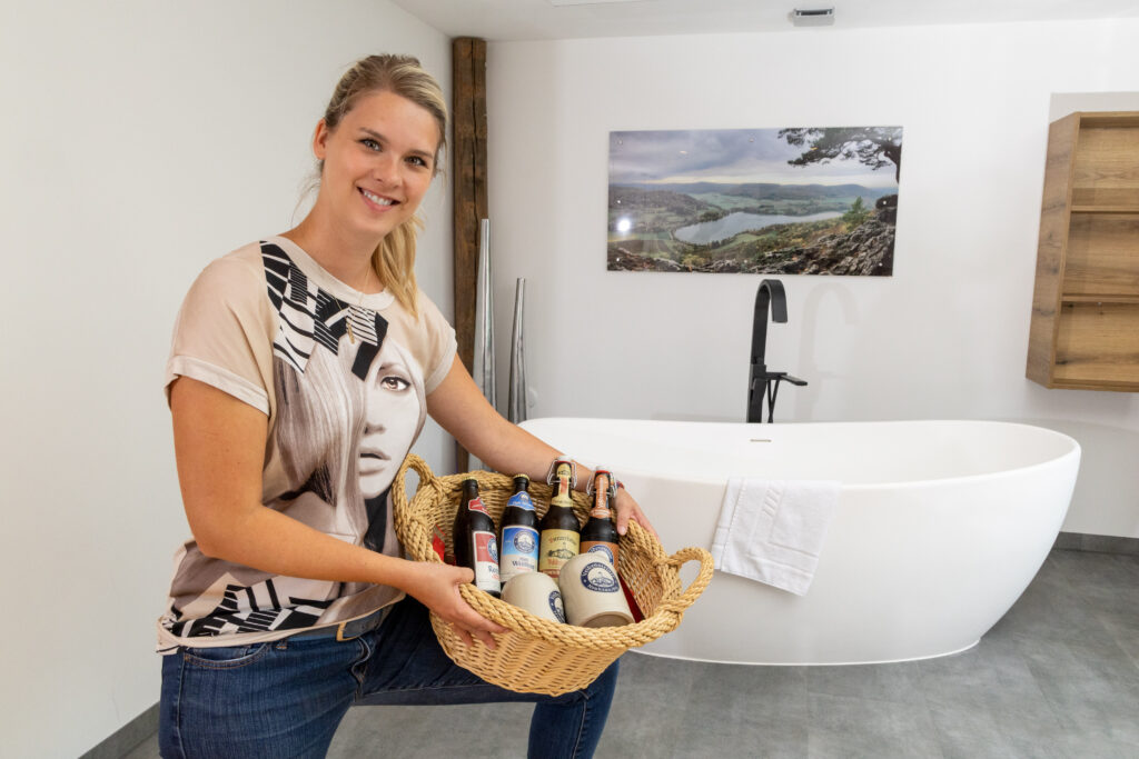 Präsentkorb mit Bier in der Kainsbacher Mühle