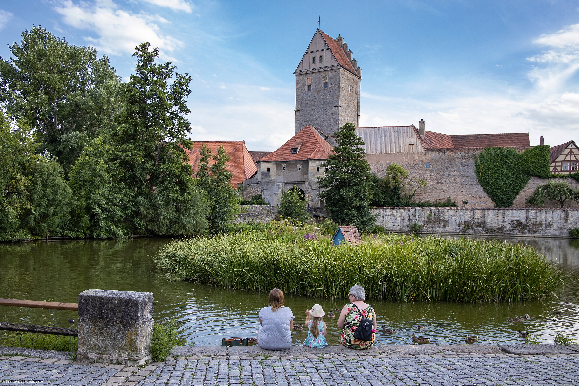 Familie am Rothenburger Weiher (Dinkelsbühl/Romantisches Franken)