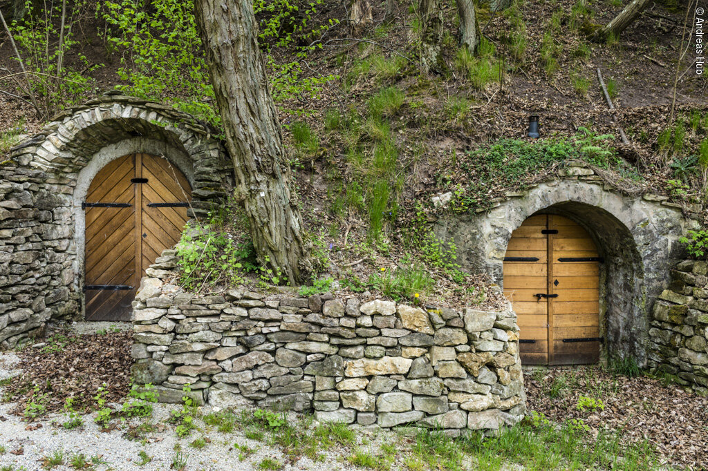 Haßberge, Kellergasse in Unterhaid