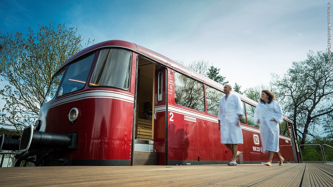 Naturpark Altmühltal, Schienenbus-Sauna in der Altmühltherme Treuchtlingen