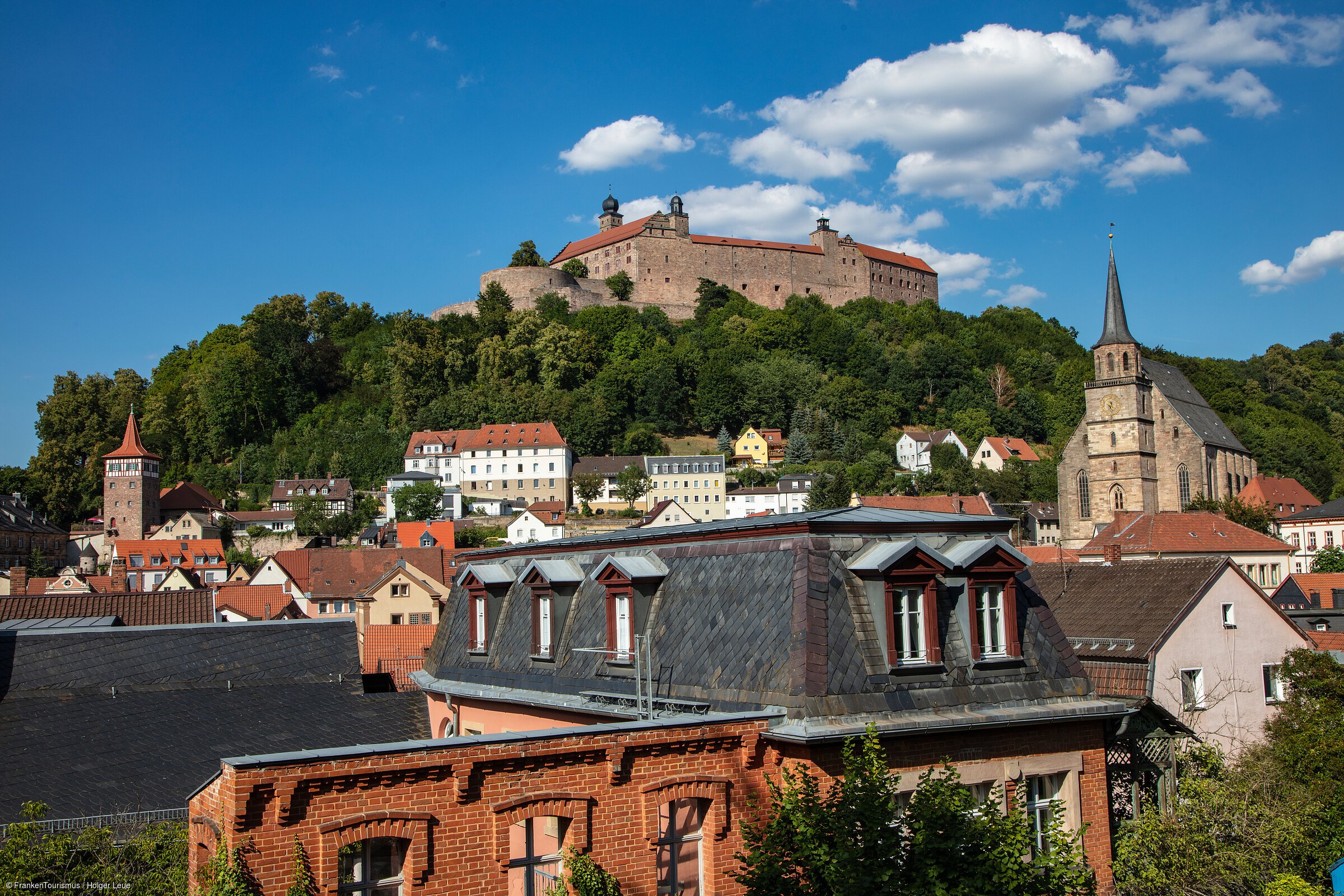 Stadtimpressionen Kulmbach mit Blick auf Plassenburg (Kulmbach, Frankenwald)