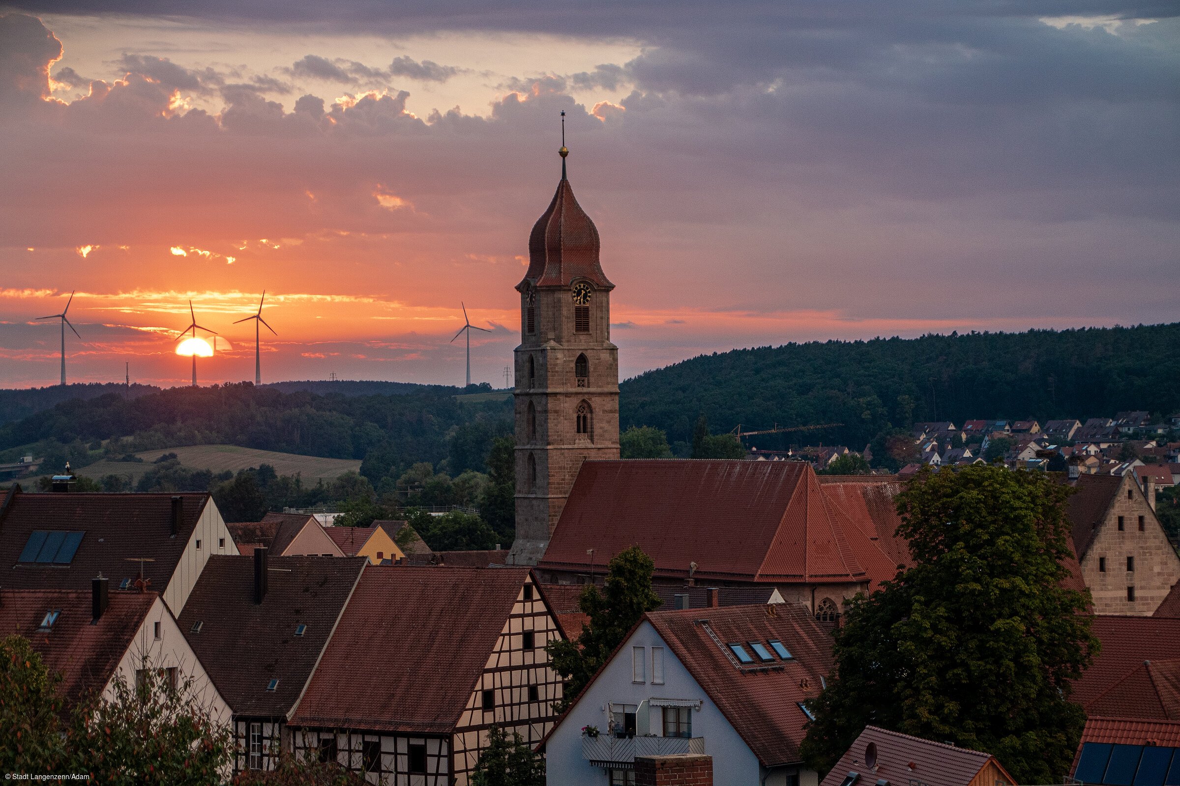 Kirchturm im Sonnenuntergang (Langenzenn, Romantisches Franken)