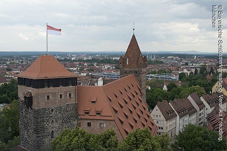 Blick vom Sinwellturm Richtung Norden, Kaiserburg Nürnberg