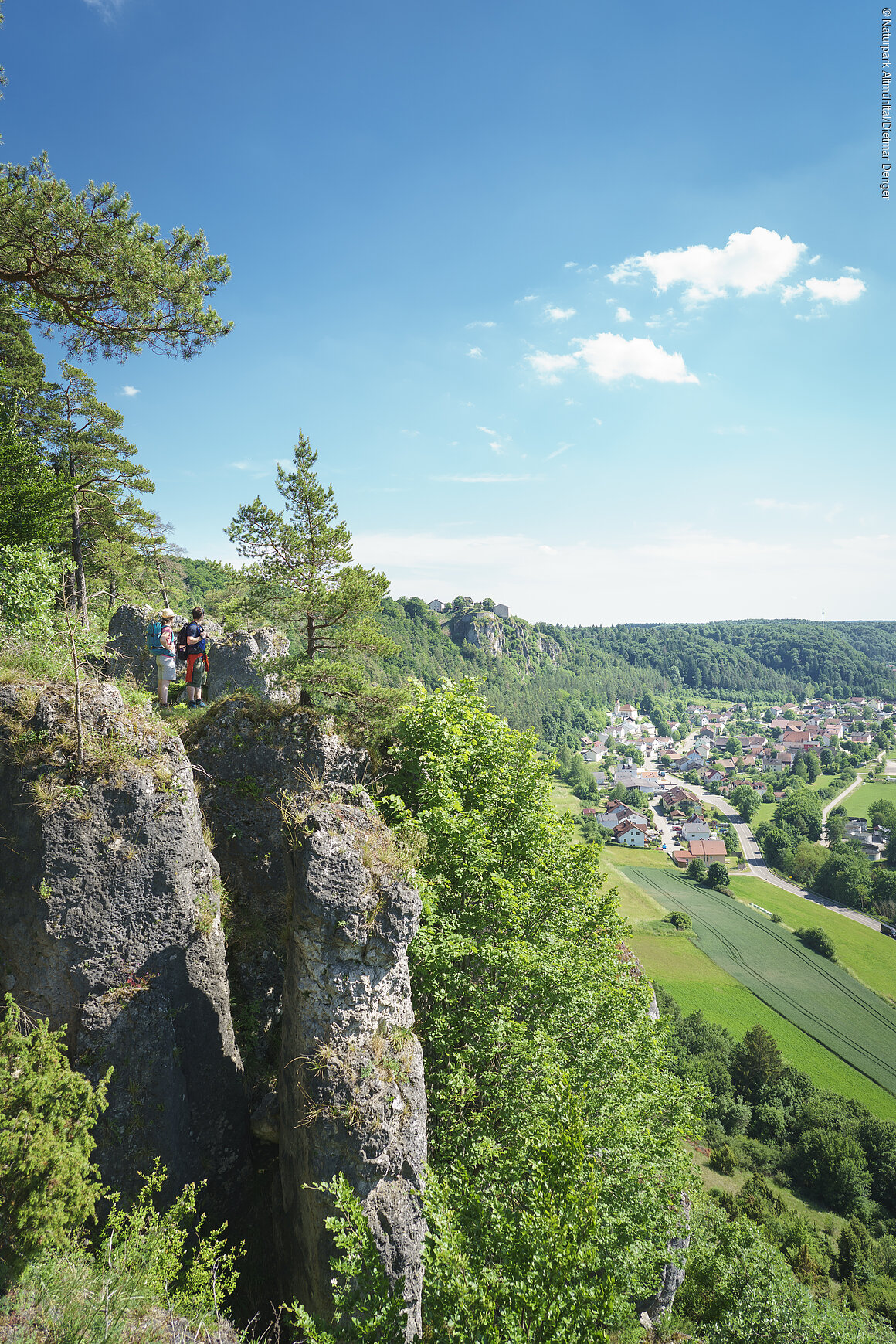 Arnsberger Leite (Kipfenberg, Naturpark Altmühltal) Aussicht von der Felsengruppe Arnsberger Leite auf die Altmühl